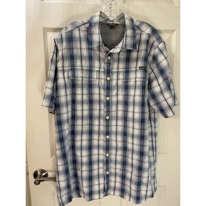 Eddie Bauer Men's Tall Plaid Short Sleeve Button Up‎ Polo Size TL